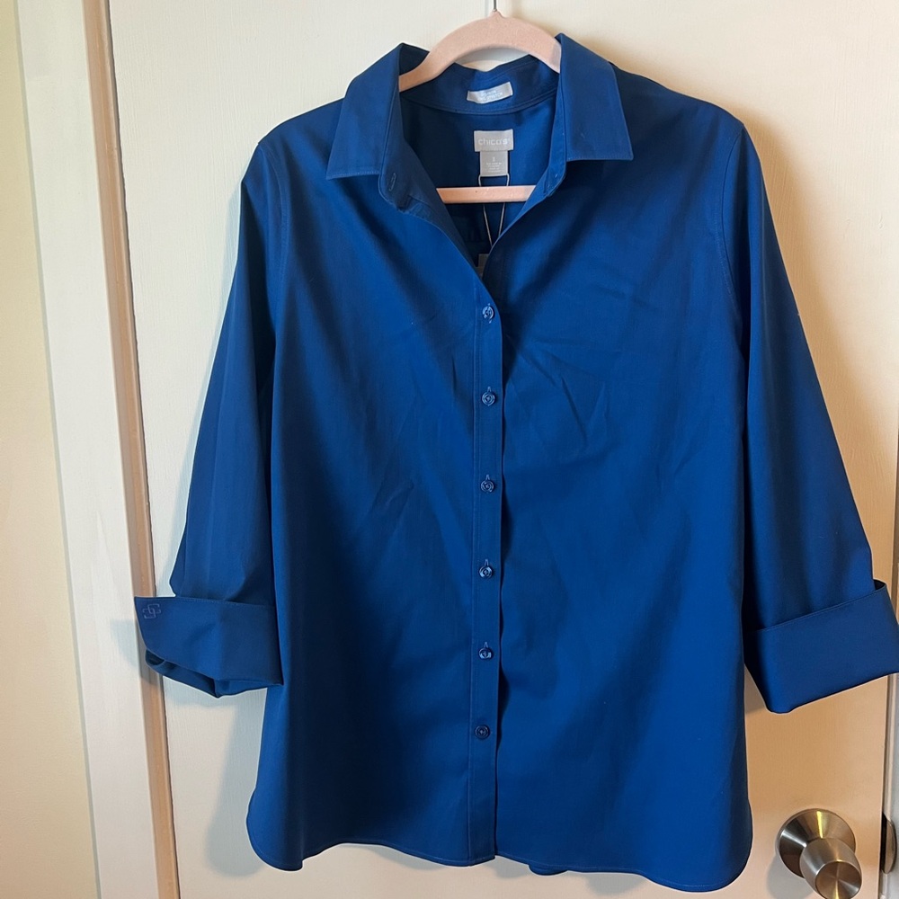 NWT Chico’s Button Down with 3/4 Length Sleeves